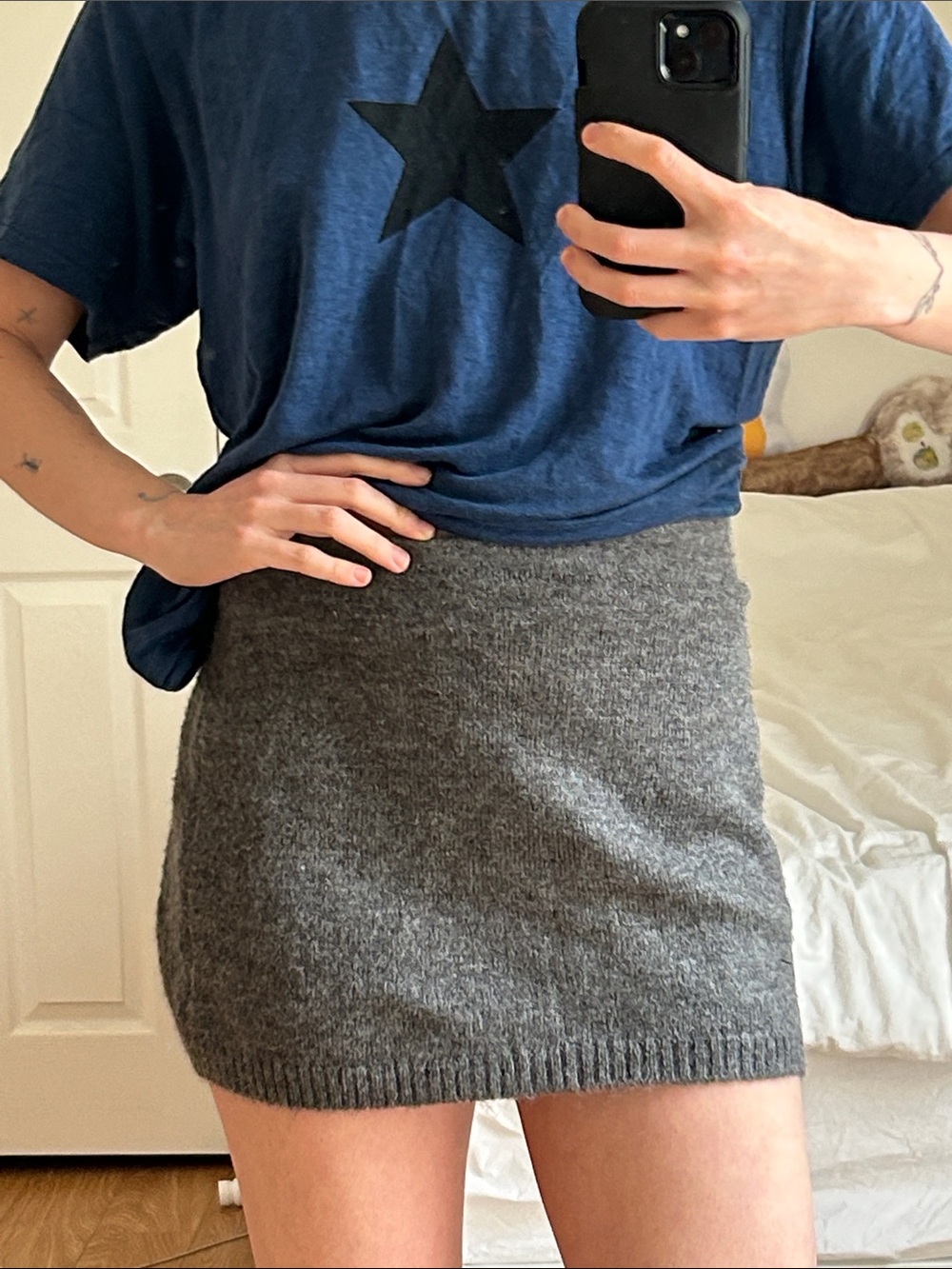 Grey Knit Mini Skirt - Soft Everyday Layer